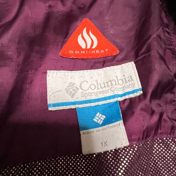 Columbia Coat Womens 1X Omni Heat Puffer Jacket Quilted Maroon *** - Picture 8 of 9